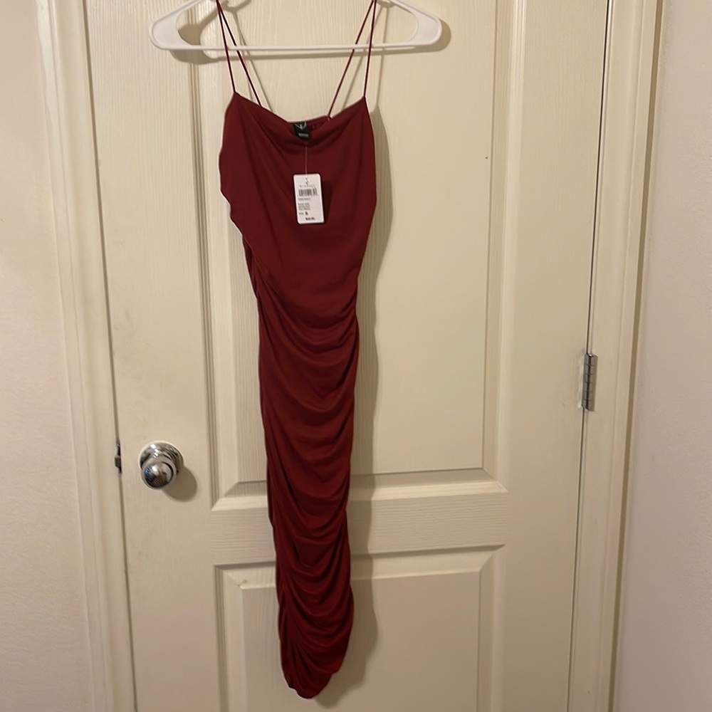 Windsor mini dress red ruched sides